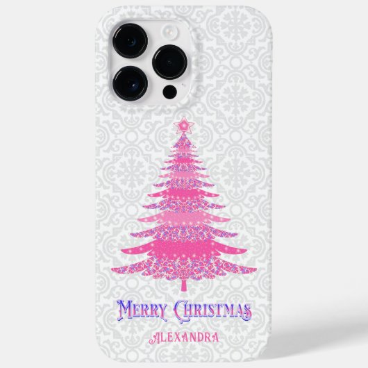 Rosa Weihnachtsbaum Individuelle Name Sparkle Case-Mate iPhone Hülle (Rückseite)