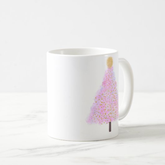 Rosa Weihnachtsbaum Kaffeetasse (VorderseiteRechts)