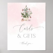 Rosa Weihnachtsbaum Karten und Geschenke Poster (Vorne)
