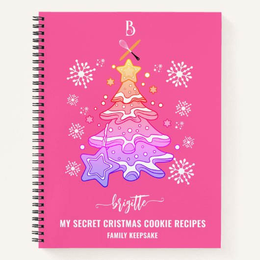 Rosa Weihnachtsbaum Keks Backen Crew Schneeflocken Notizblock (Vorderseite)