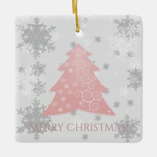 Rosa Weihnachtsbaum Keramik Ornament (Vorderseite)