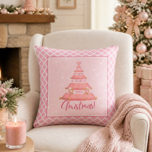 Rosa Weihnachtsbaum-Kissen Kissen