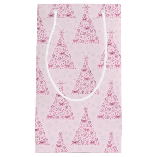 Rosa Weihnachtsbaum Kleine Geschenktüte (Vorderseite)