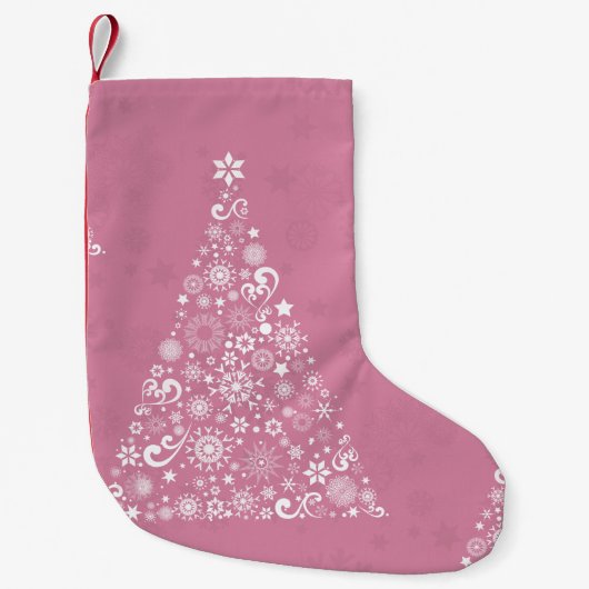 Rosa Weihnachtsbaum Kleiner Weihnachtsstrumpf (Vorderseite)