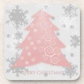 Rosa Weihnachtsbaum Kunststoff-Untersetzer Getränkeuntersetzer (Vorderseite)