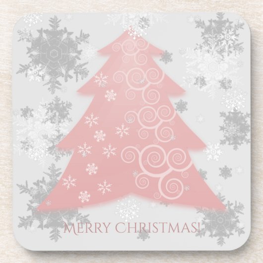 Rosa Weihnachtsbaum Kunststoff-Untersetzer Getränkeuntersetzer (Vorderseite)