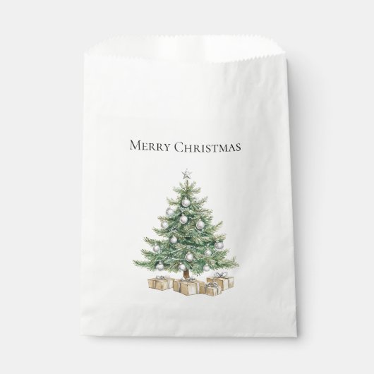 Rosa Weihnachtsbaum mit Ornamenten Geschenktütchen (Vorderseite)