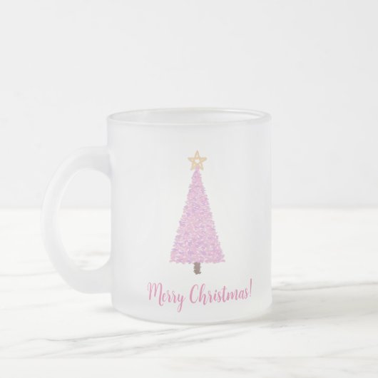 Rosa Weihnachtsbaum mit Stern Mattglastasse (Links)