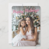 Rosa Weihnachtsbaum Modernes Foto Feiertagskarte (Vorderseite)