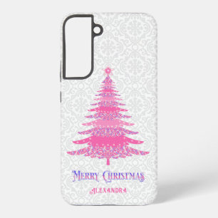 Rosa Weihnachtsbaum Name Benutzerdefiniert Elegant Samsung Galaxy Hülle