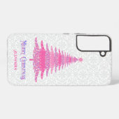 Rosa Weihnachtsbaum Name Custom Elegant Moderne Samsung Galaxy Hülle (Rückseite (Horizontal))