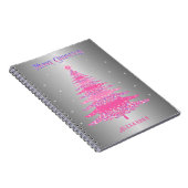 Rosa Weihnachtsbaum Name Custom Silver Foil Notizblock (Rechte Seite)