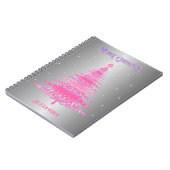 Rosa Weihnachtsbaum Name Custom Silver Foil Notizblock (Linke Seite)