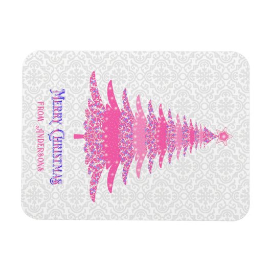Rosa Weihnachtsbaum Name Custom Sparkle Magnet (Horizontal)