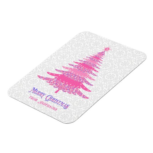 Rosa Weihnachtsbaum Name Custom Sparkle Magnet (Linke Seite)