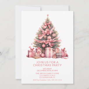 Rosa Weihnachtsbaum-Party-Einladung Einladung