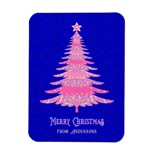 Rosa Weihnachtsbaum Personalisiert Sparkle Moderne Magnet (Vertikal)