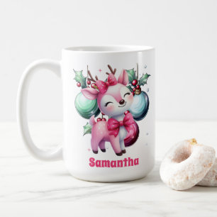 Rosa Weihnachtsbaum Personalisierter Name Tasse
