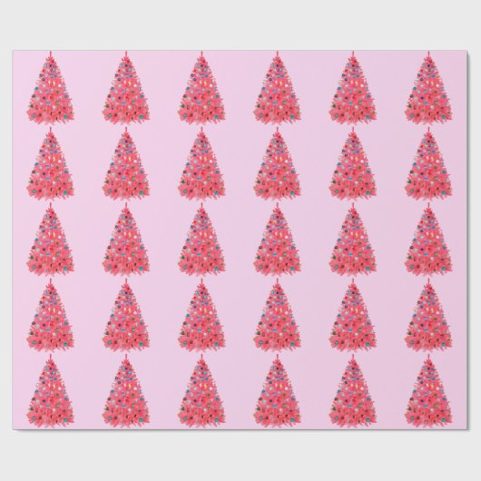 Rosa Weihnachtsbaum Pink Wrapping Paper Geschenkpapier (Flach)