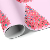 Rosa Weihnachtsbaum Pink Wrapping Paper Geschenkpapier (Rolleneckpunkt)