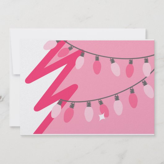 Rosa Weihnachtsbaum / Retro Lights Weihnachtsfest  Einladung (Vorderseite)