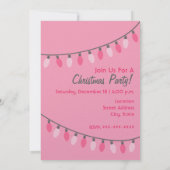 Rosa Weihnachtsbaum / Retro Lights Weihnachtsfest  Einladung (Rückseite)