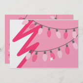 Rosa Weihnachtsbaum / Retro Lights Weihnachtsfest Einladung (Vorne/Hinten)