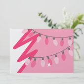 Rosa Weihnachtsbaum / Retro Lights Weihnachtsfest  Einladung (Stehend Vorderseite)