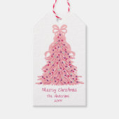 Rosa Weihnachtsbaum Rosa Schleife Geschenkanhänger (Vorderseite)