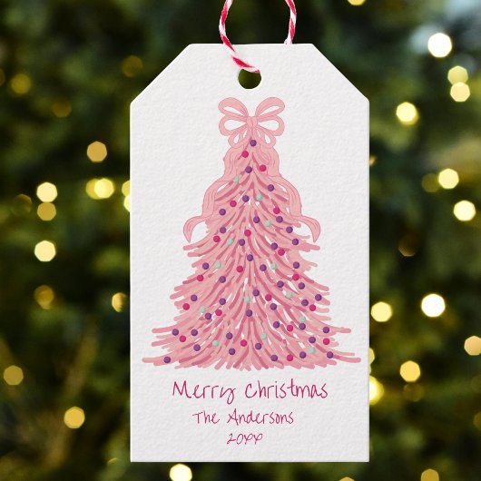 Rosa Weihnachtsbaum Rosa Schleife Geschenkanhänger