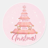 Rosa Weihnachtsbaum Rundsticker Runder Aufkleber (Vorderseite)