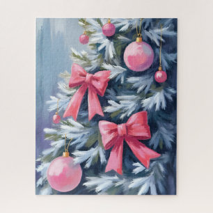 Rosa Weihnachtsbaum Schleifen Ornamente Wasserfa Puzzle