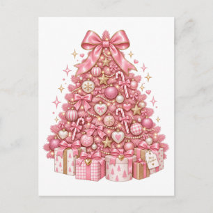 Rosa Weihnachtsbaum-Schmuck Coquette Postkarte