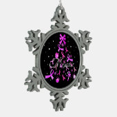 Rosa Weihnachtsbaum Schneeflocken Zinn-Ornament (Links)