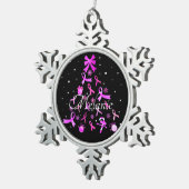 Rosa Weihnachtsbaum Schneeflocken Zinn-Ornament (Rechts)