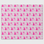 Rosa Weihnachtsbaum Snowflakes Geschenkpapier (Flach)