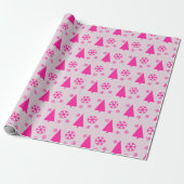 Rosa Weihnachtsbaum Snowflakes Geschenkpapier (Ungerollt)
