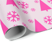 Rosa Weihnachtsbaum Snowflakes Geschenkpapier (Rolleneckpunkt)