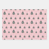 Rosa Weihnachtsbaum Snowman Playful Snowflakes Geschenkpapier Set (Vorderseite 3)