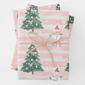 Rosa Weihnachtsbaum Snowman Playful Snowflakes Geschenkpapier Set (Beispiel)