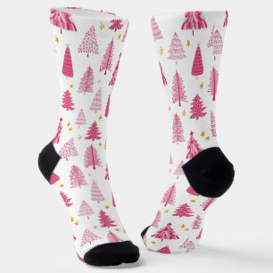 Rosa Weihnachtsbaum Socken