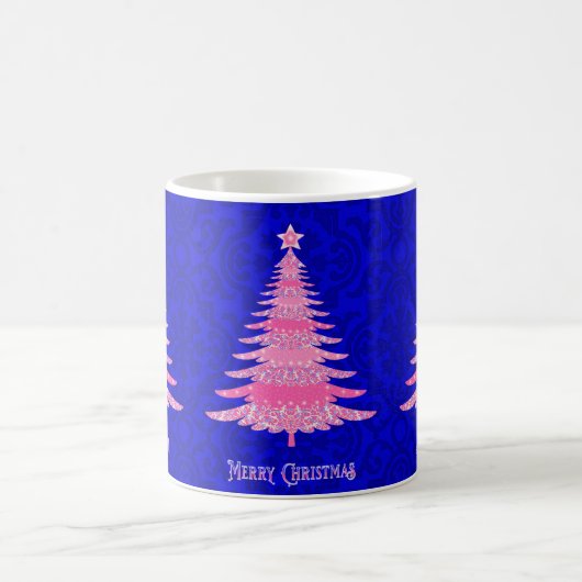 Rosa Weihnachtsbaum Sparkle Personalisierte Schnee Kaffeetasse (Mittel)