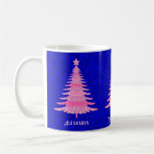 Rosa Weihnachtsbaum Sparkle Personalisierte Schnee Kaffeetasse (Links)