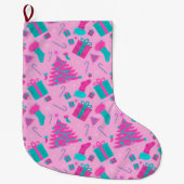 Rosa Weihnachtsbaum Strumpf Bonbons Geschenke Großer Weihnachtsstrumpf (Vorderseite)