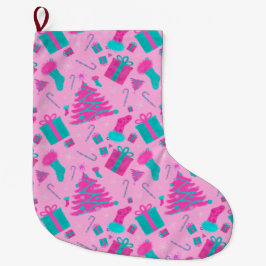 Rosa Weihnachtsbaum Strumpf Bonbons Geschenke Großer Weihnachtsstrumpf