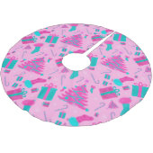 Rosa Weihnachtsbaum Strumpf Bonbons Geschenke Polyester Weihnachtsbaumdecke (Schrägansicht)