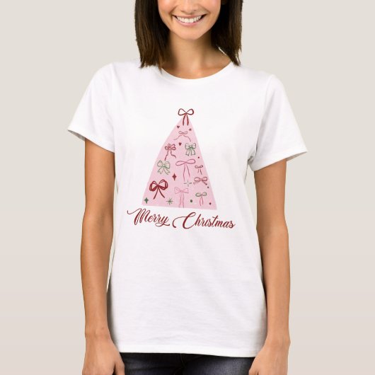 Rosa Weihnachtsbaum T-Shirt (Vorderseite)