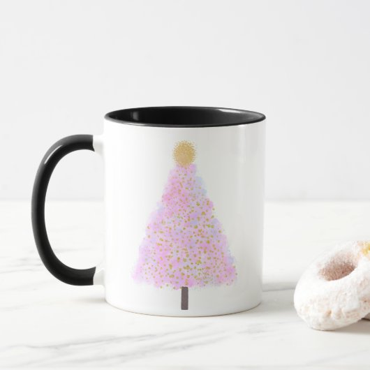 Rosa Weihnachtsbaum Tasse (Mit Donut)
