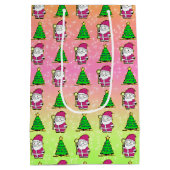 Rosa Weihnachtsbaum und Christbaum Mittlere Geschenktüte (Rückseite)