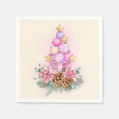 Rosa Weihnachtsbaum- und Geschenkbox-Ornament Serviette (Vorderseite)